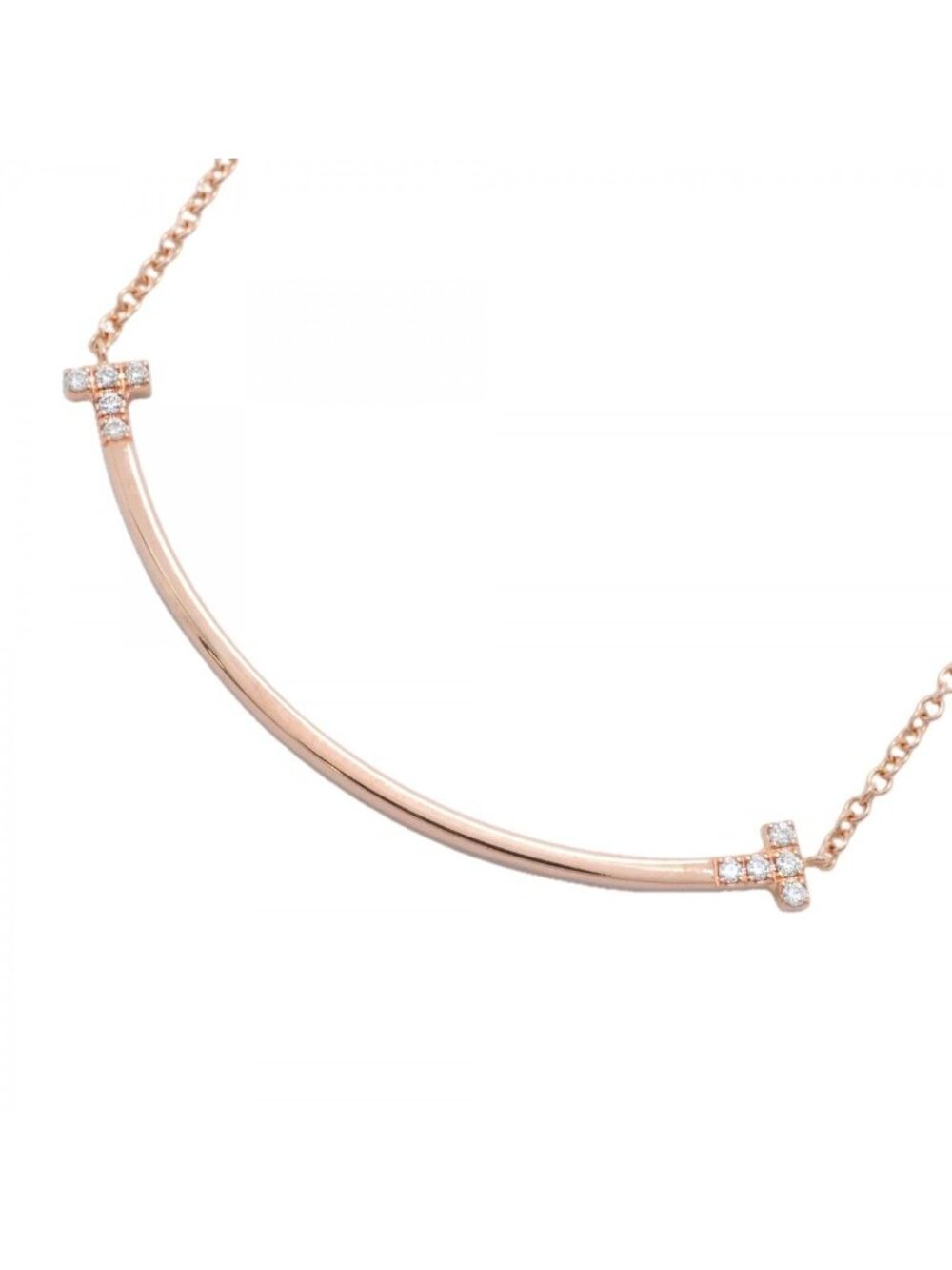 Tiffany & Co Necklace T Smile Small 18k Pink Gold Diamond